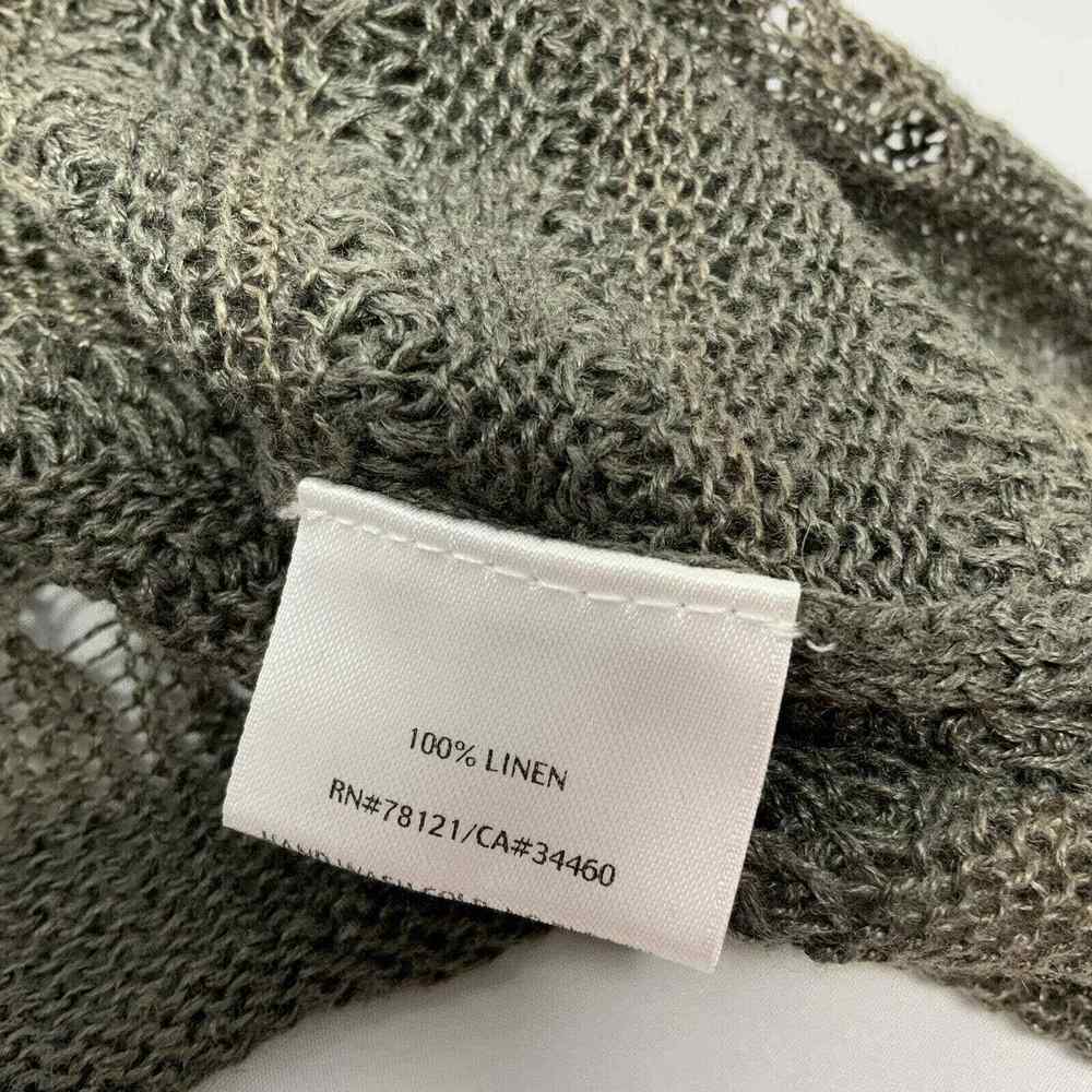 Eileen Fisher Open Knit Sweater Size Medium Green Linen Short Sleeve‎ V-neck - Picture 14 of 14